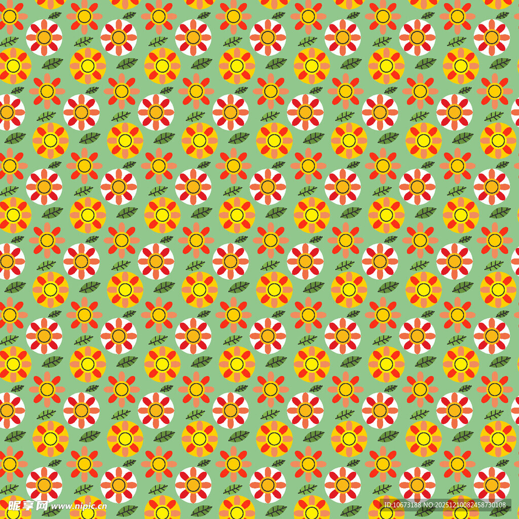 多彩花卉几何图案背景