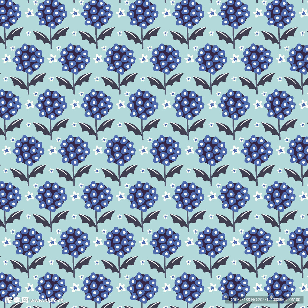 蓝底紫色花朵图案纹理