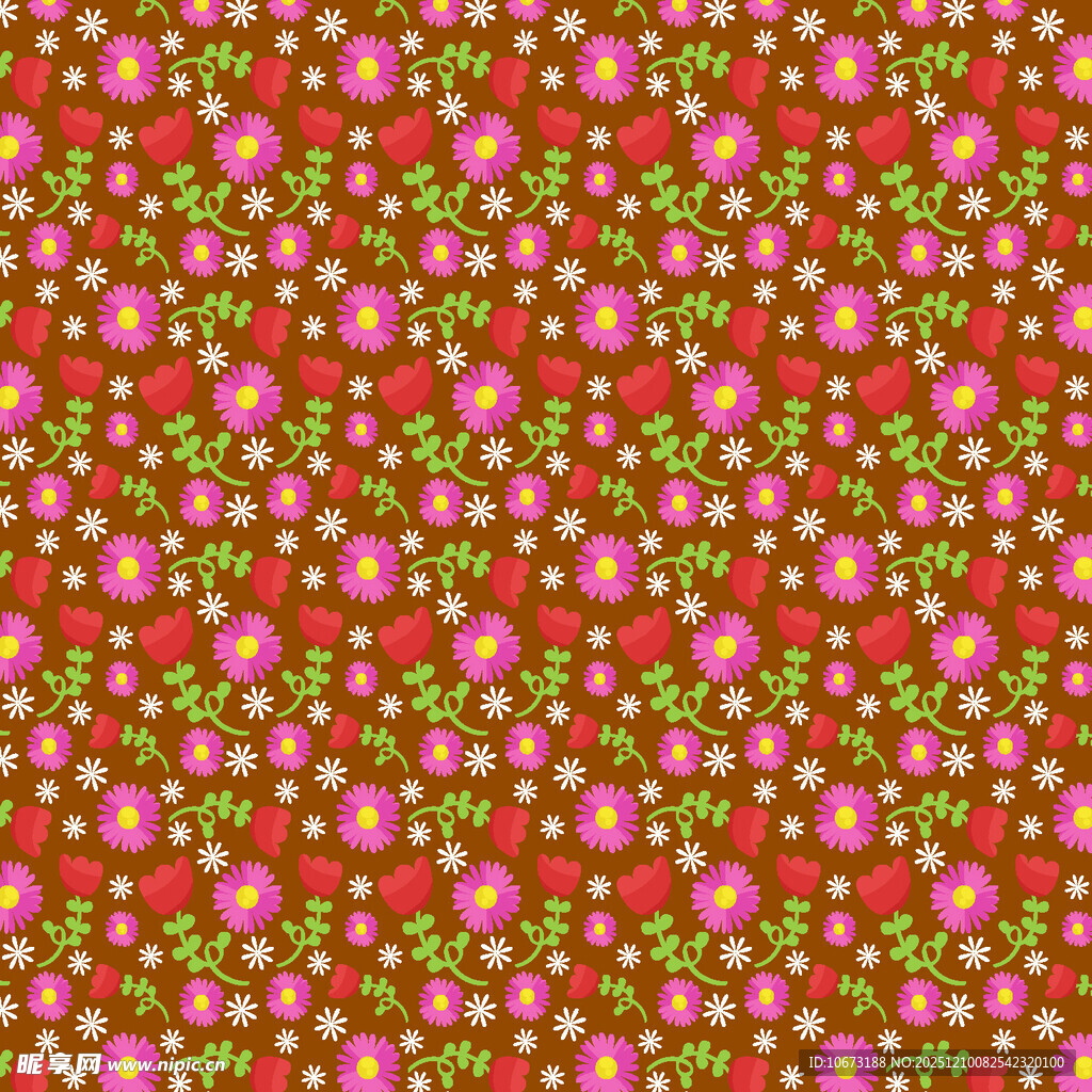 红色底粉色花朵图案背景