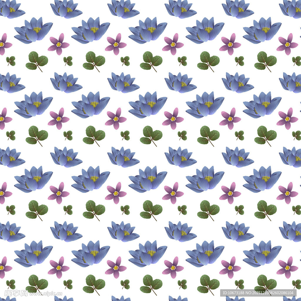 蓝紫花卉图案无缝背景