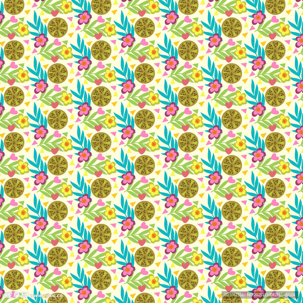 热带水果花卉图案背景