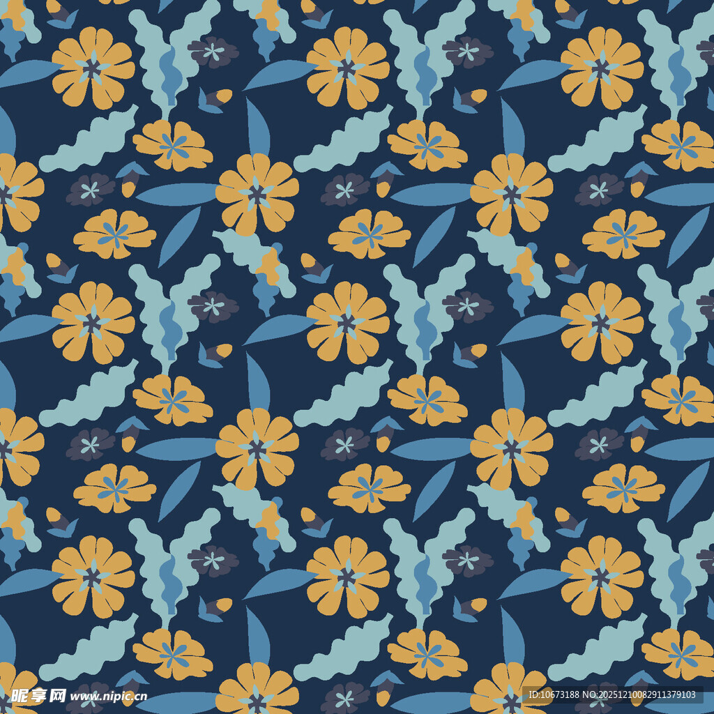深蓝色底花卉图案纹理