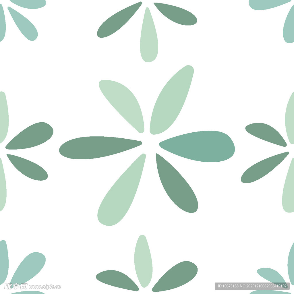 清新绿叶花卉无缝图案