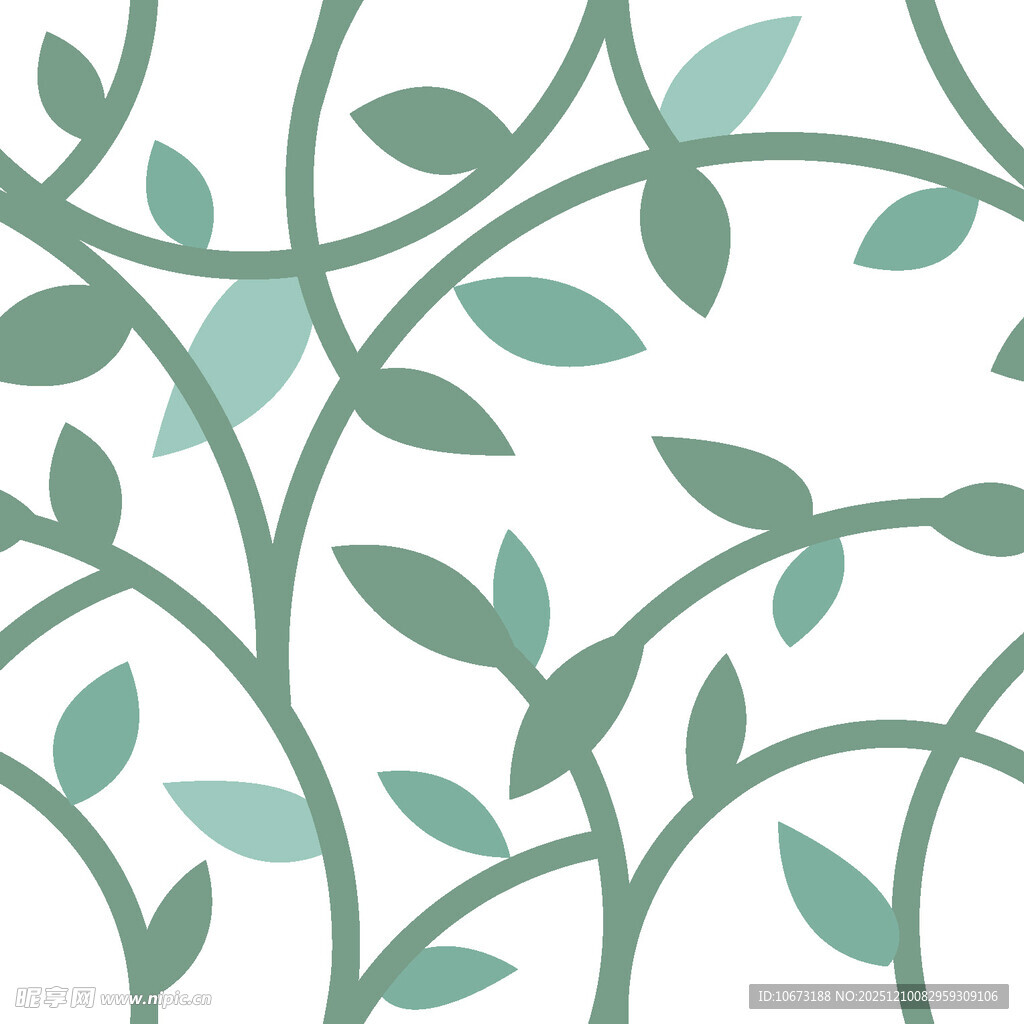 清新绿叶藤蔓图案背景