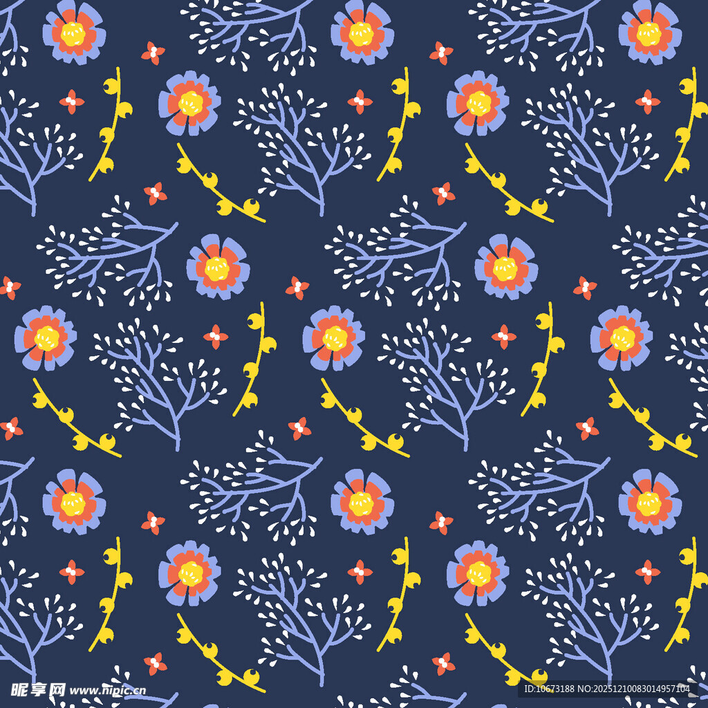 深蓝色花卉图案背景纹理