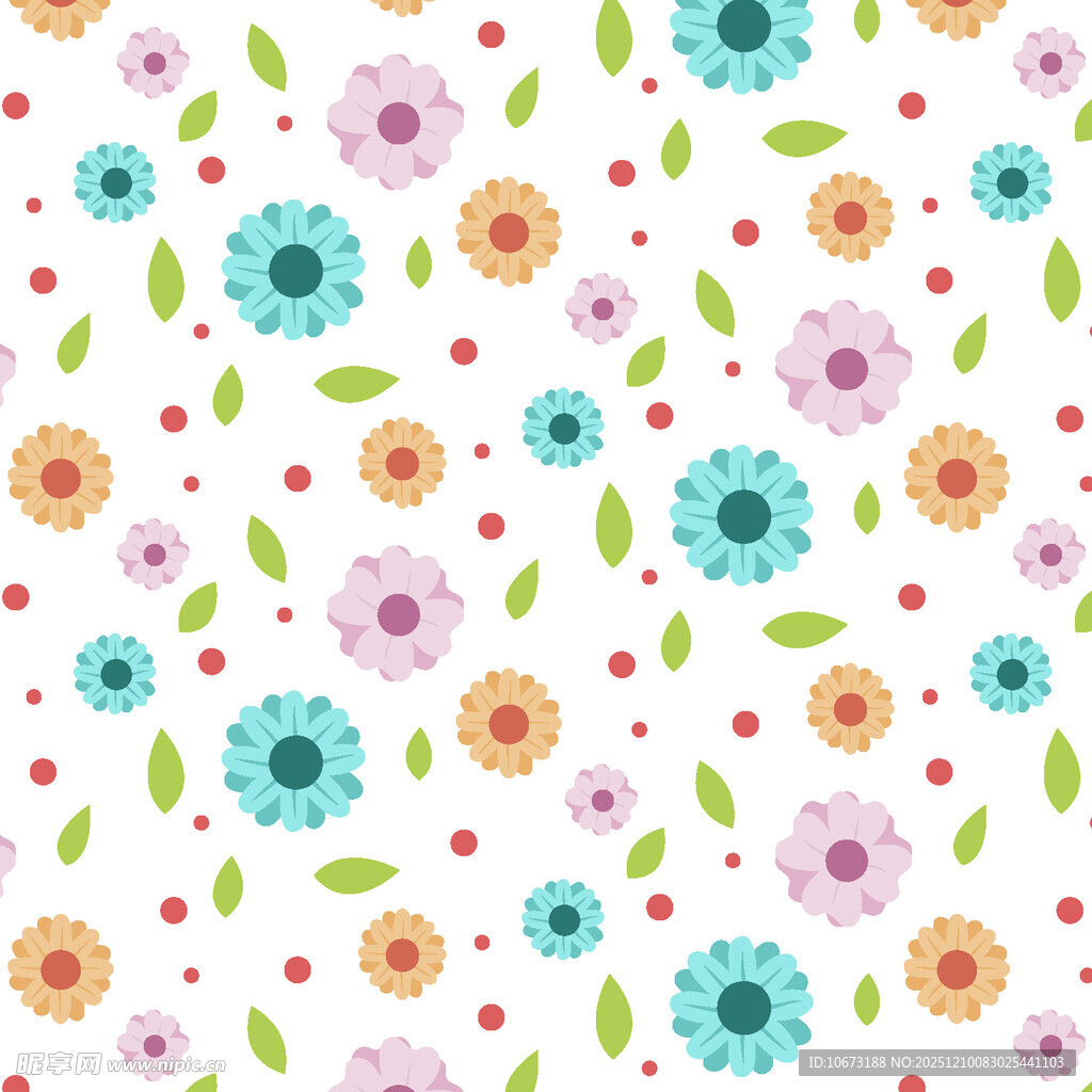 多彩花卉无缝图案背景