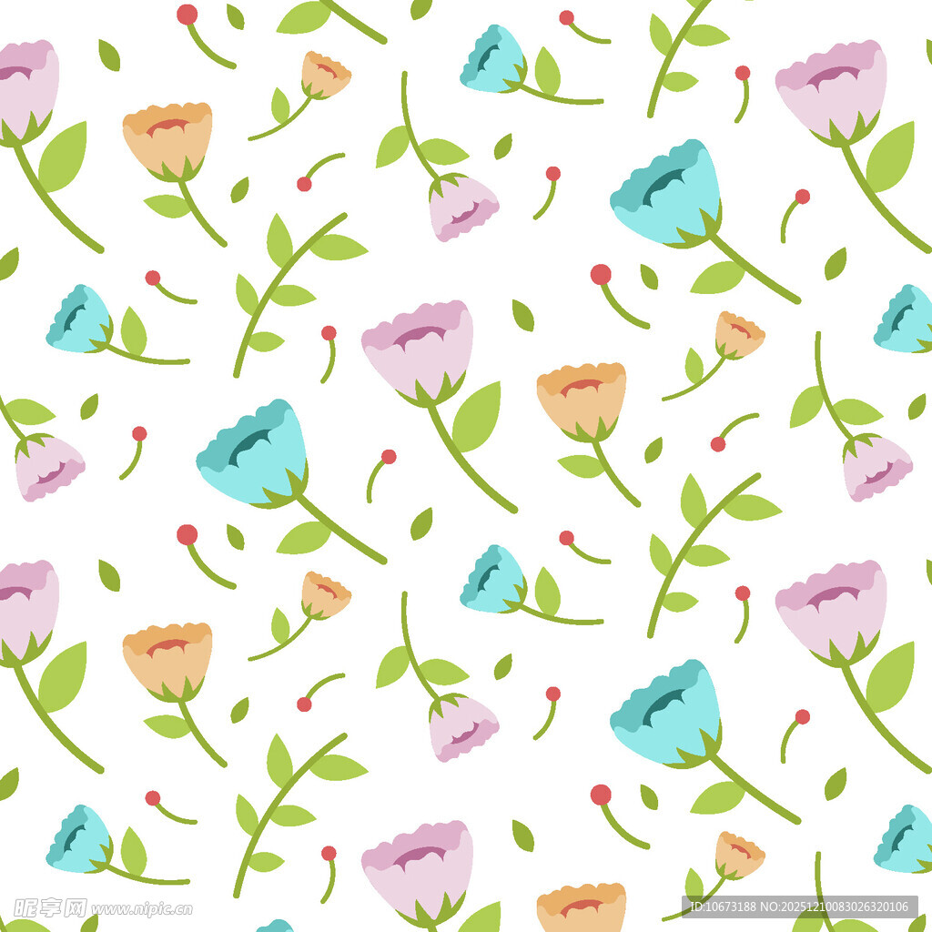 多彩花卉无缝图案背景