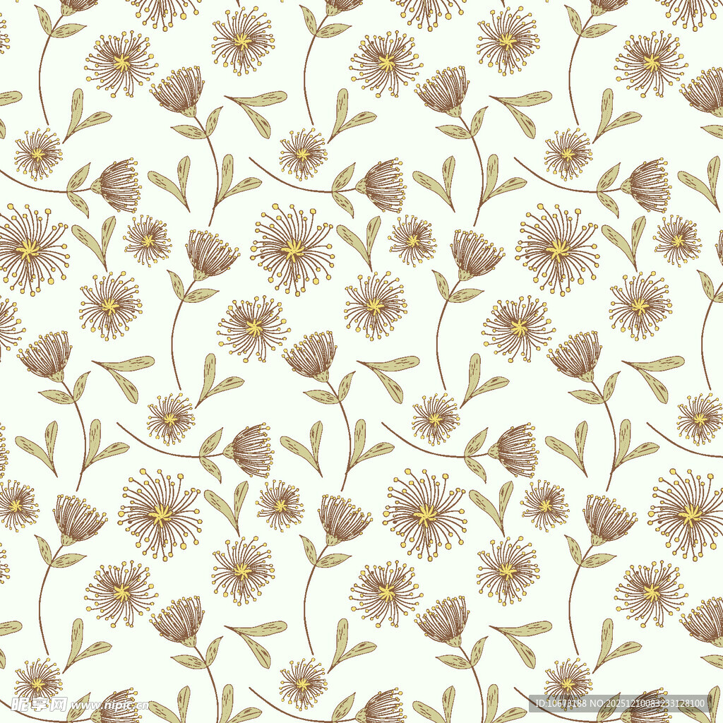 小碎花植物无缝图案背景