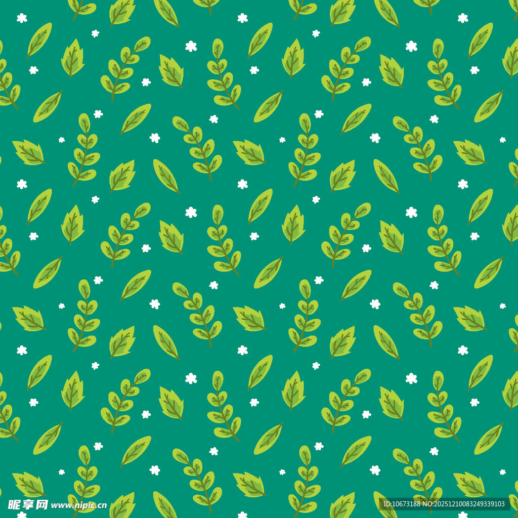 清新绿叶图案背景