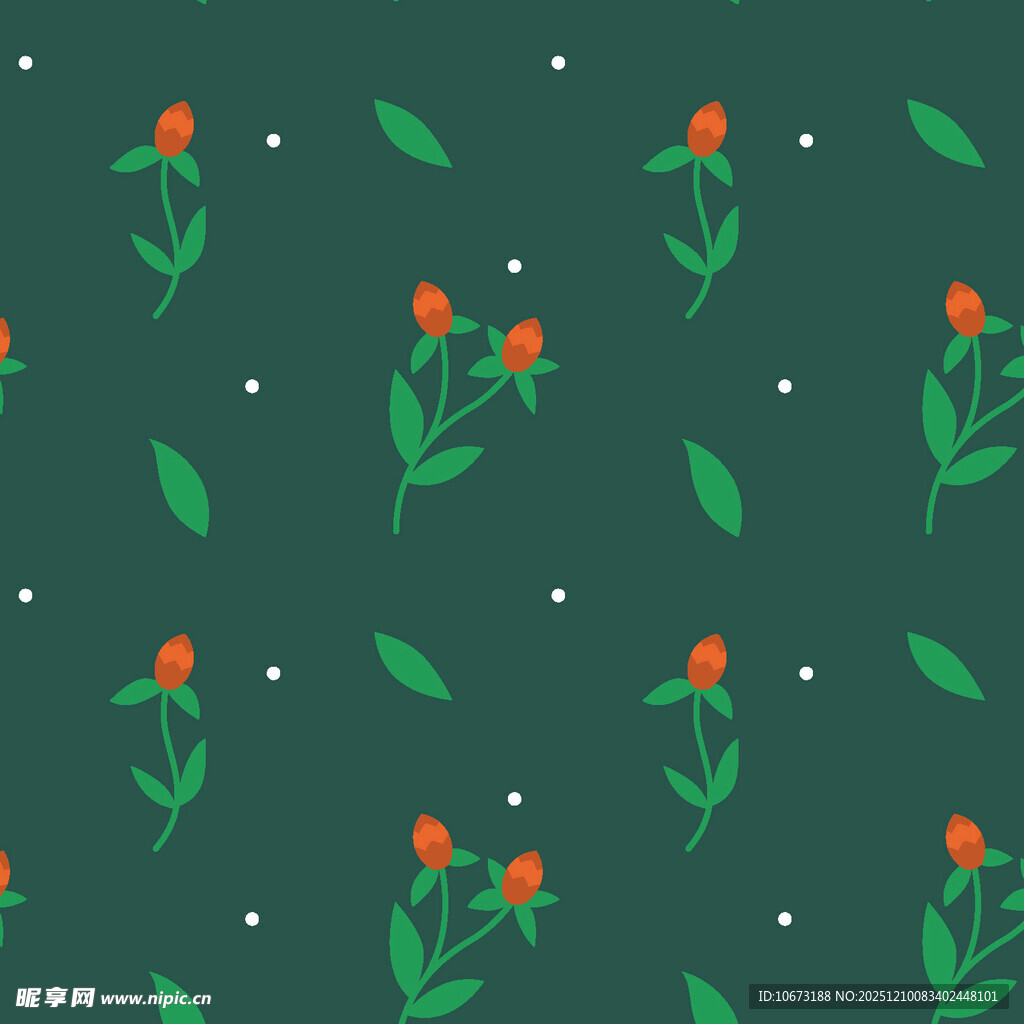 深绿底花卉绿叶图案背景