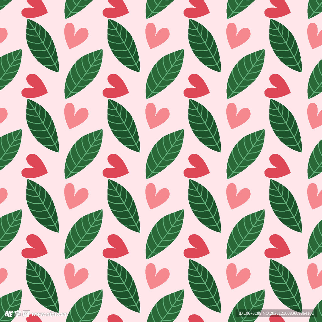 爱心绿叶图案背景