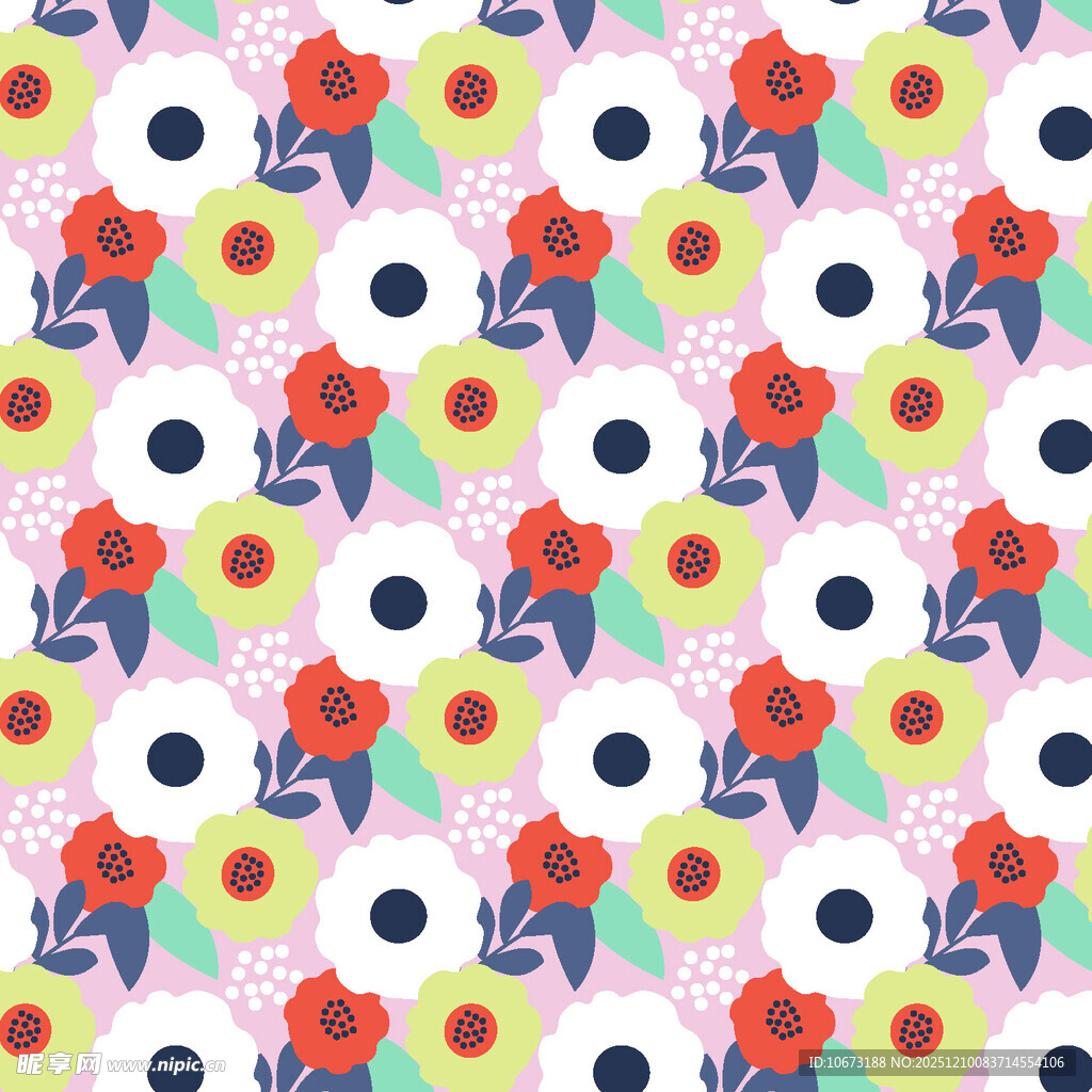 花卉波点图案无缝背景