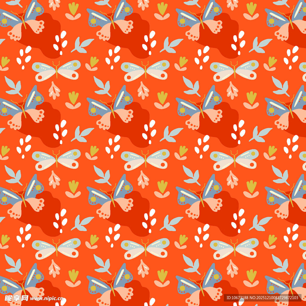 橙色花卉图案背景纹理