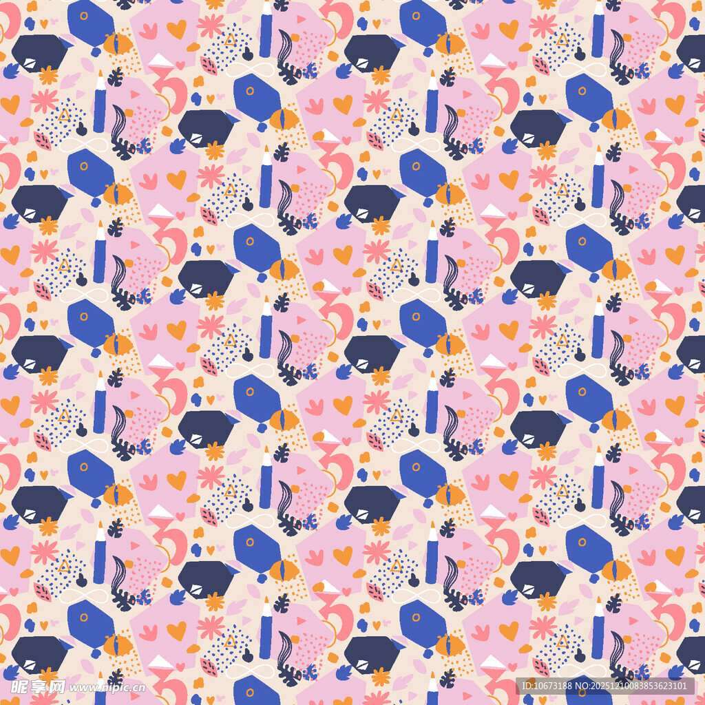 可爱动物图案无缝背景图