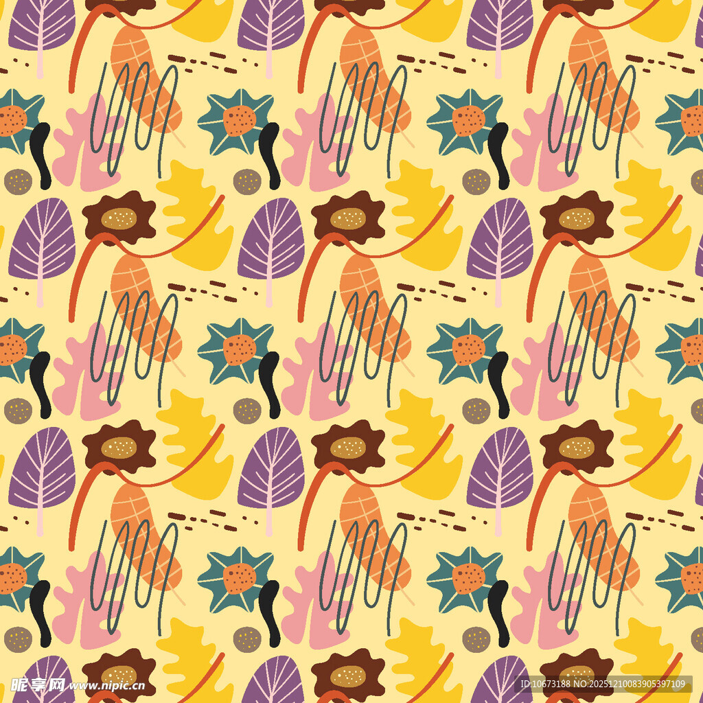 多彩花卉植物图案背景