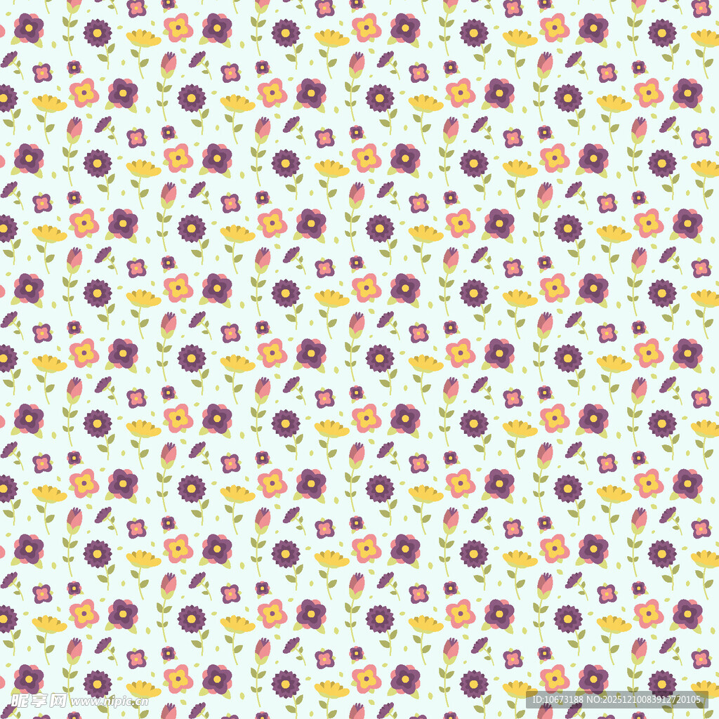 多彩小花无缝图案背景