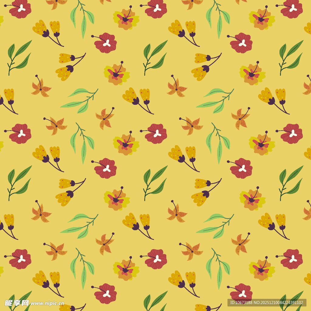 黄色碎花图案背景纹理