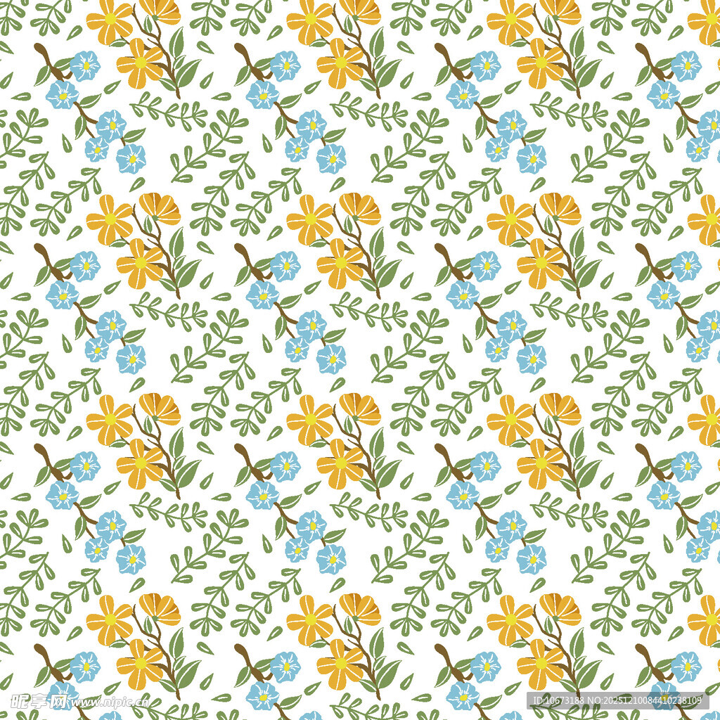 清新小花植物图案背景