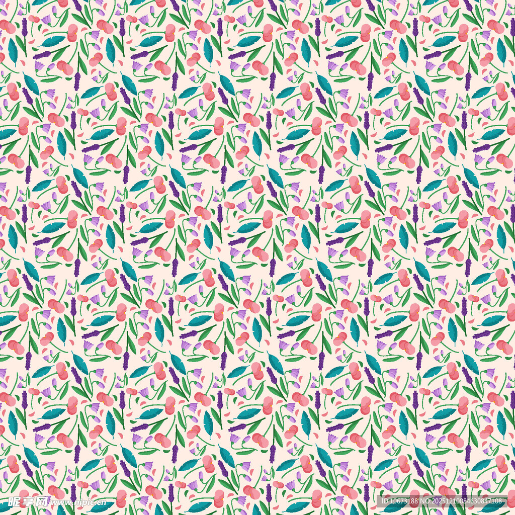 多彩植物图案无缝背景
