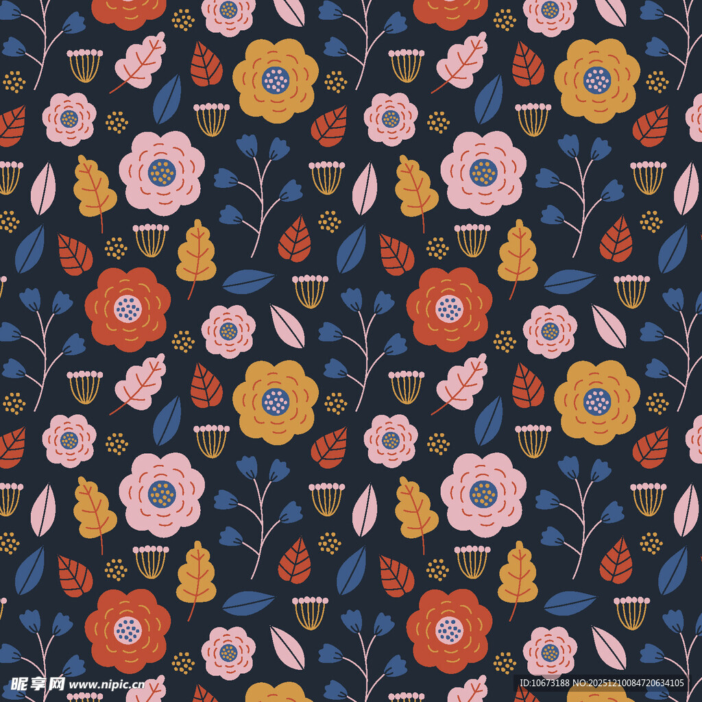 深蓝色花卉图案背景