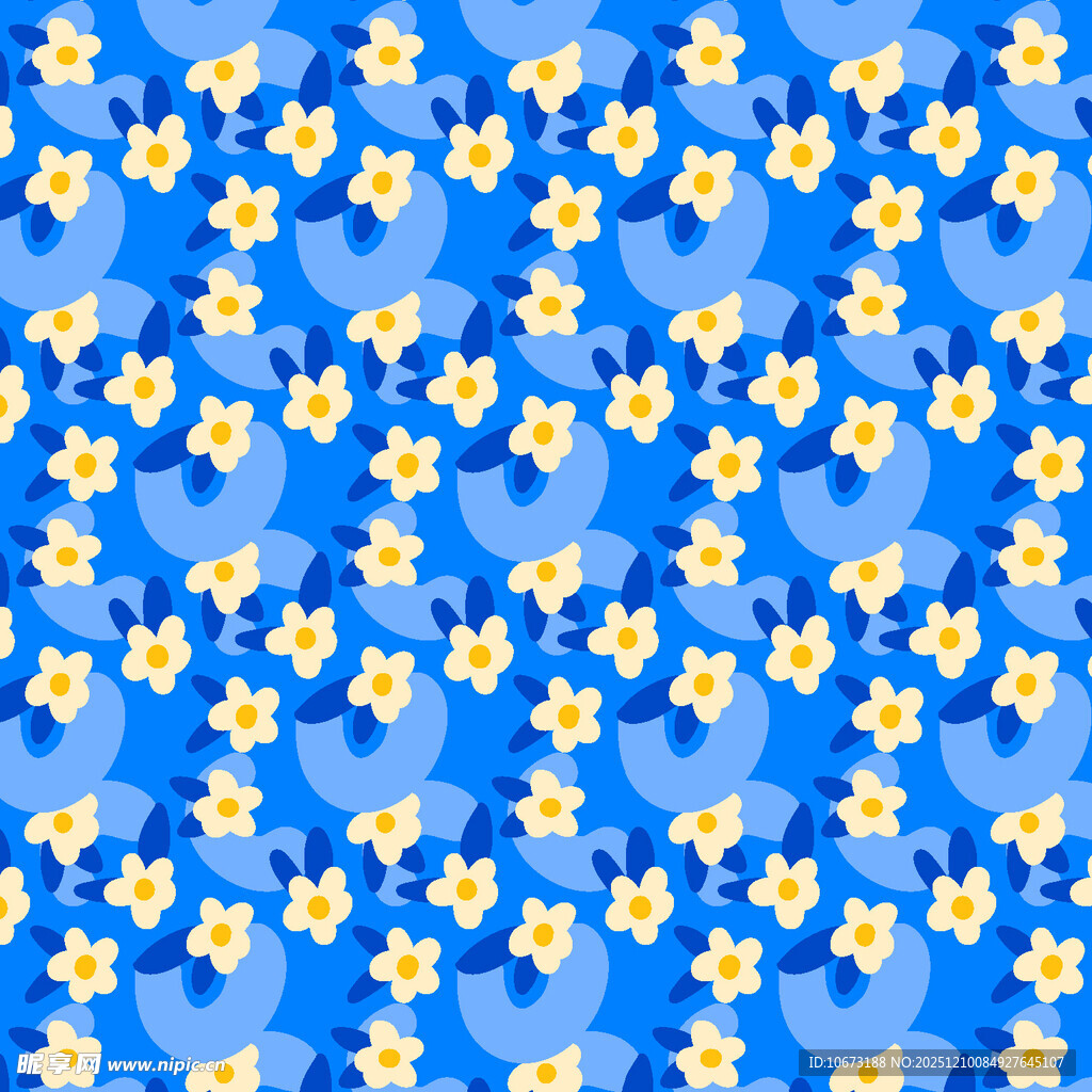 蓝色背景花朵图案纹理