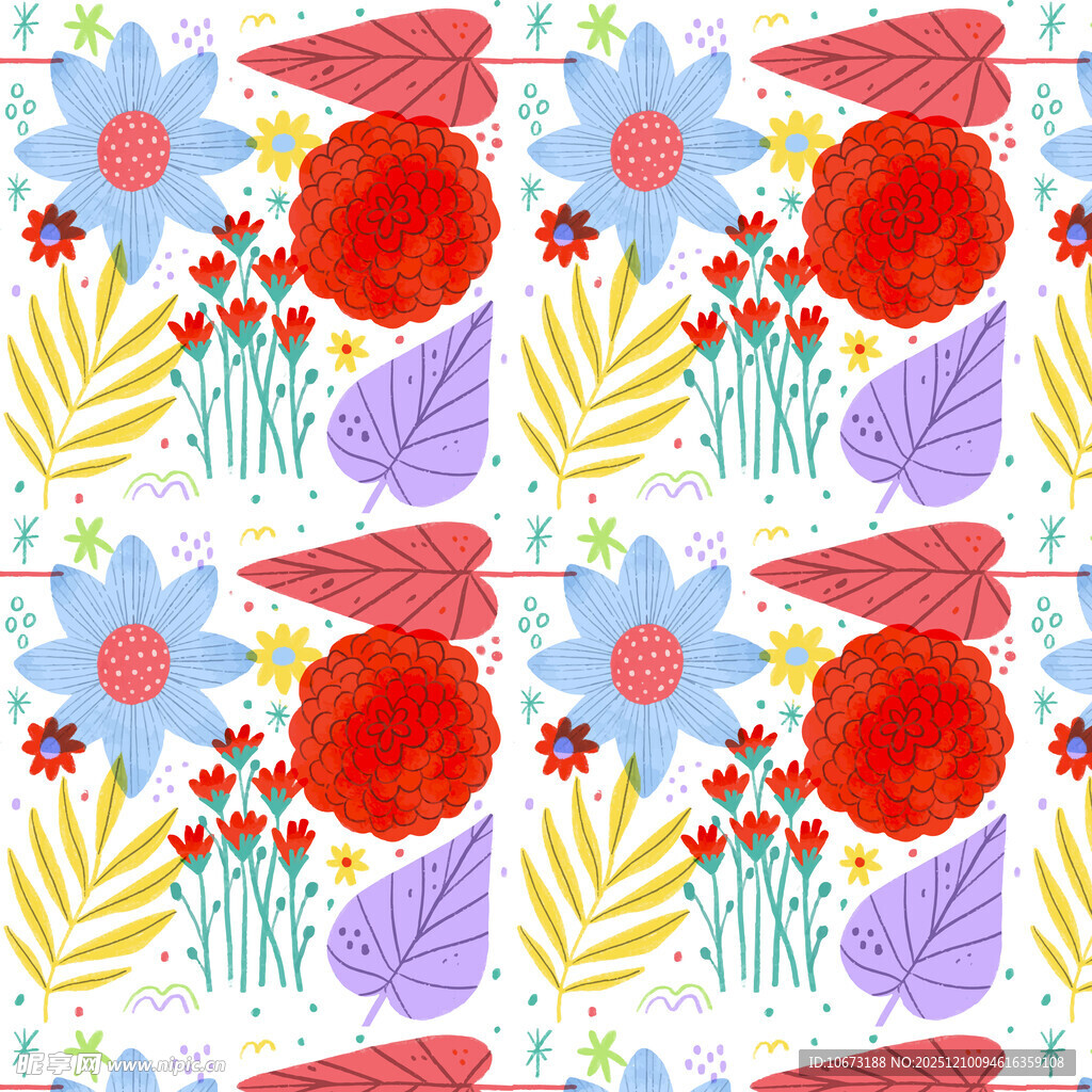 多彩花卉图案背景设计