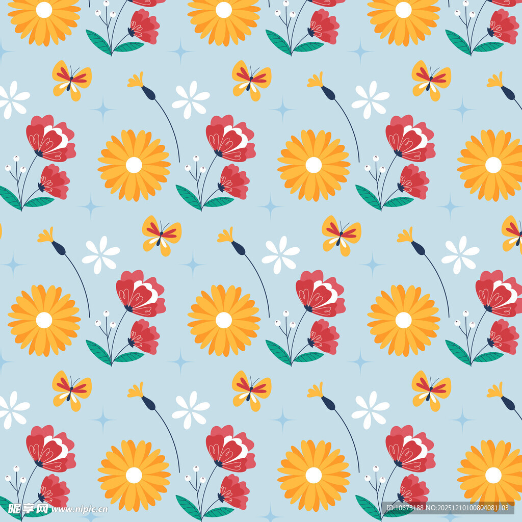 花卉蝴蝶图案背景纹理