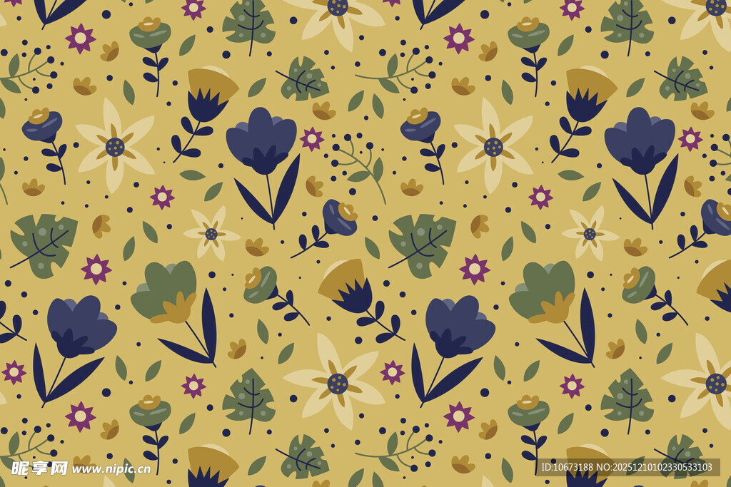 黄色花卉植物图案背景
