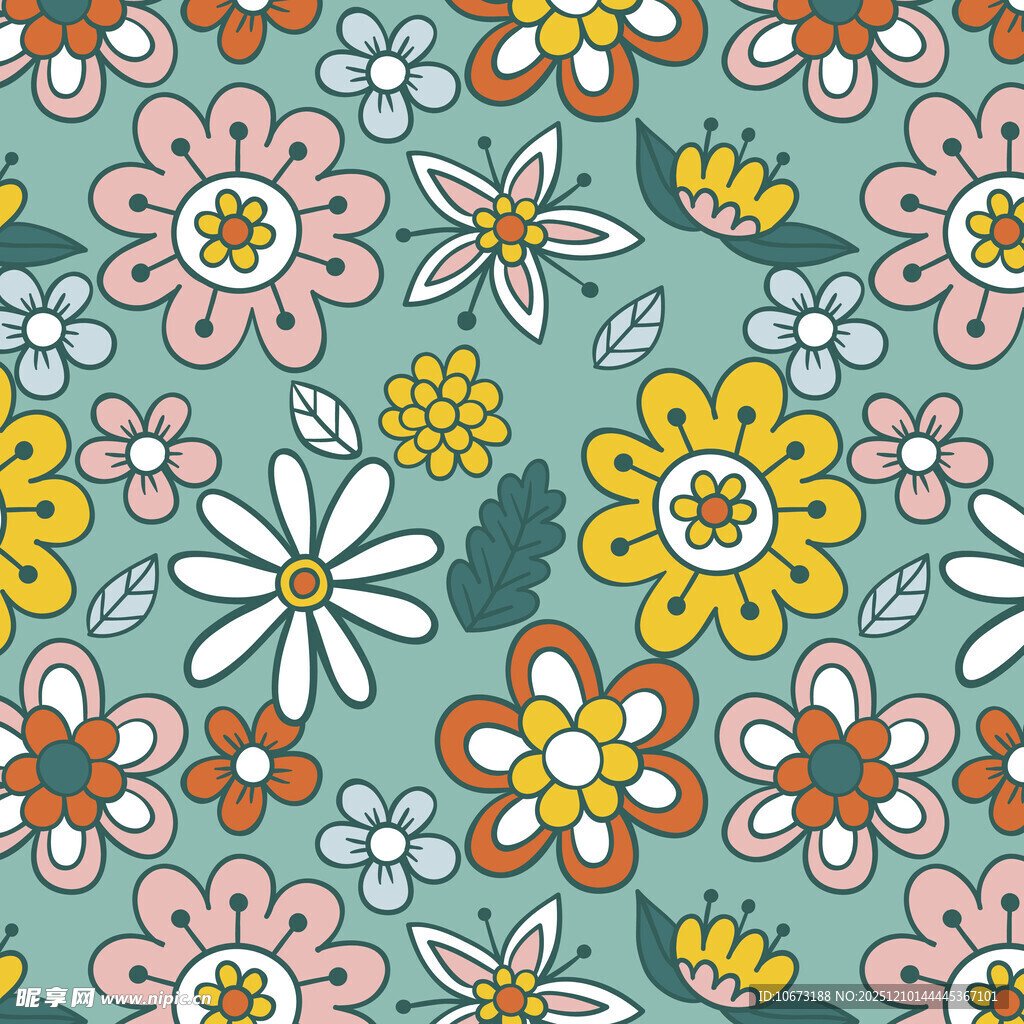 清新多彩花卉图案背景