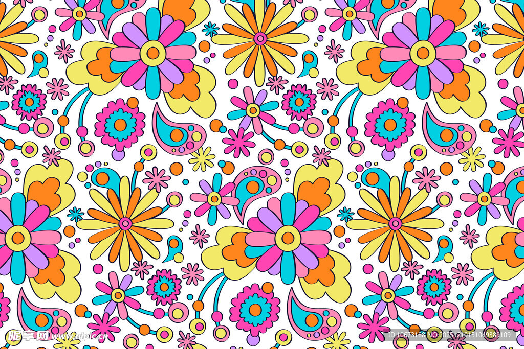 多彩花卉图案背景设计