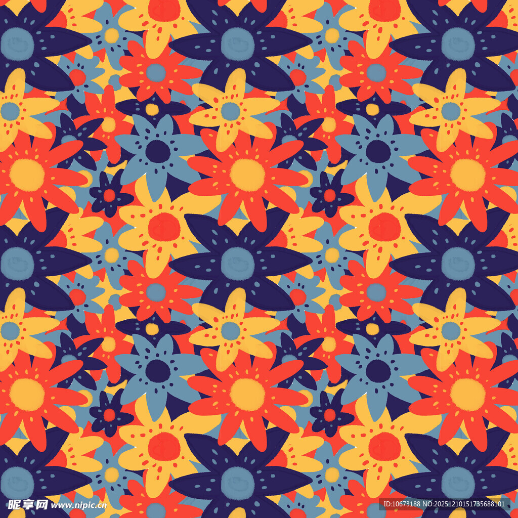 多彩花卉几何图案背景