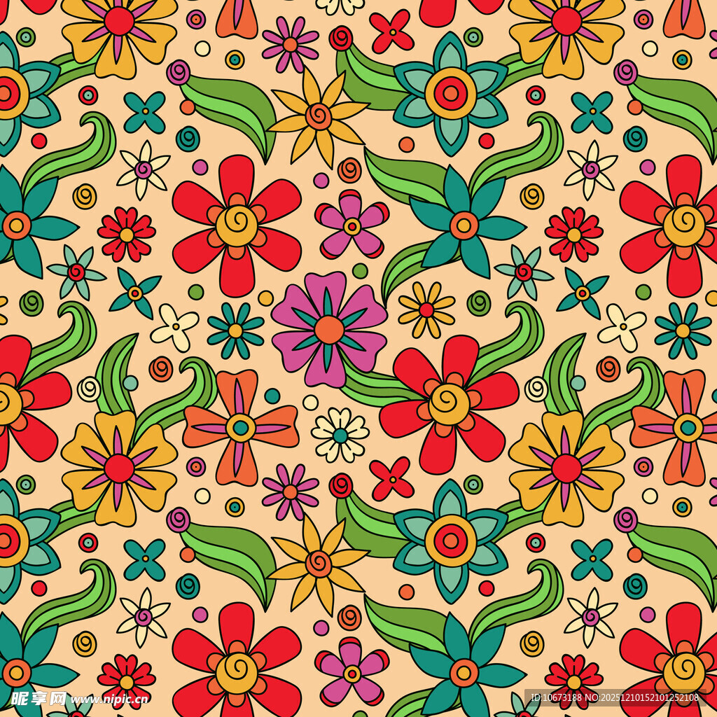 多彩花卉图案背景纹理