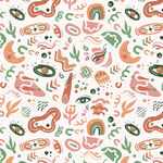 卡通风格动物植物无缝图案