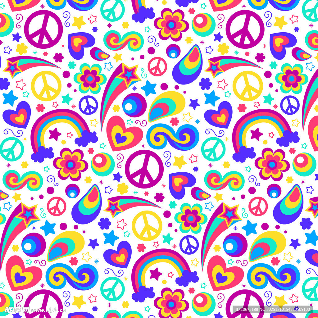多彩嬉皮风图案设计