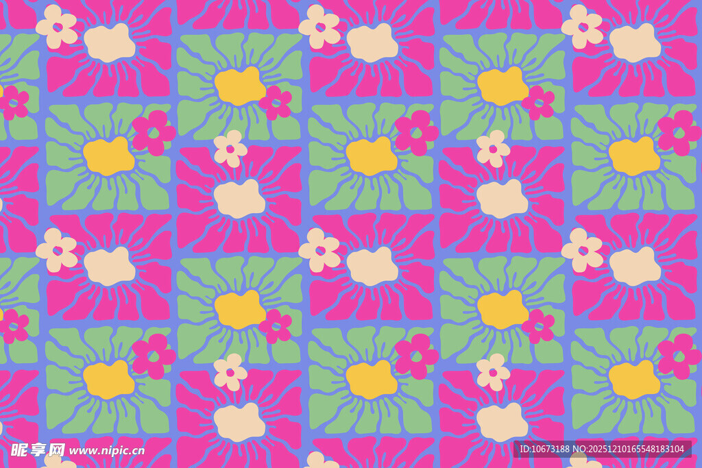 多彩花卉几何图案纹理