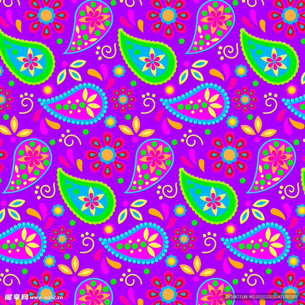 多彩佩斯利花纹图案背景