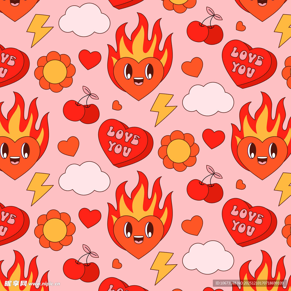 爱心火焰浪漫图案背景