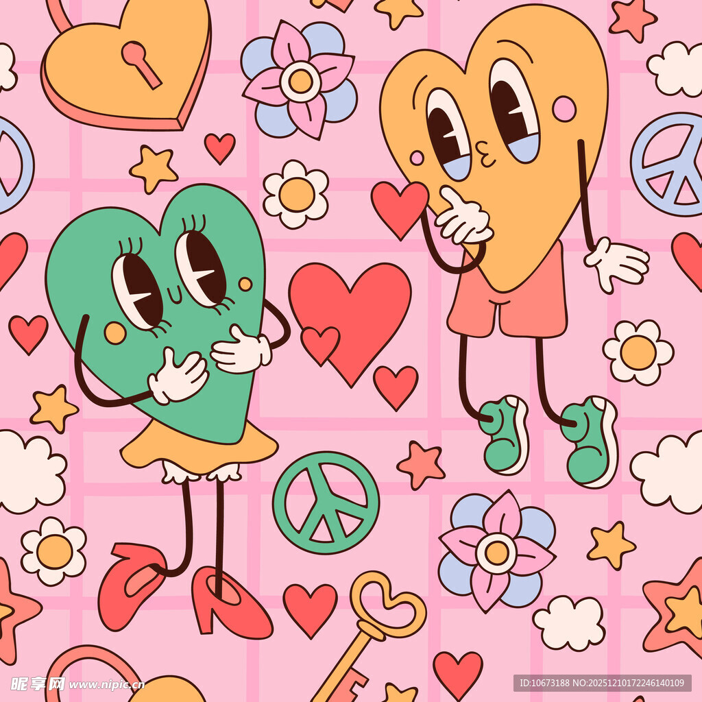 可爱心形卡通图案背景