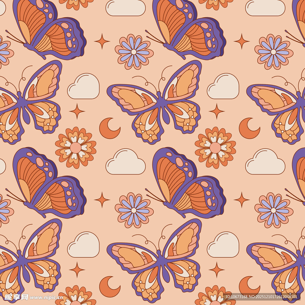 蝴蝶花卉图案背景图