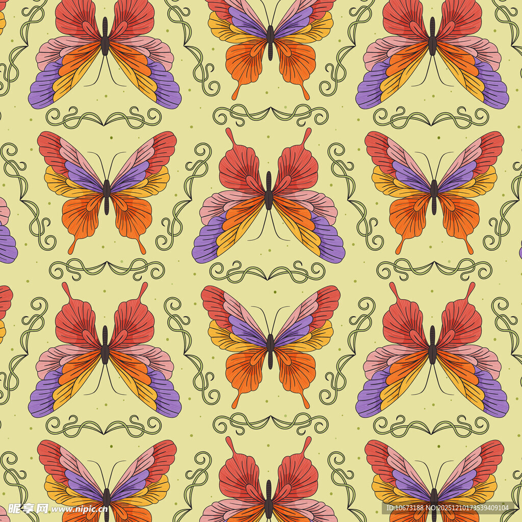 水彩蝴蝶图案背景纹理