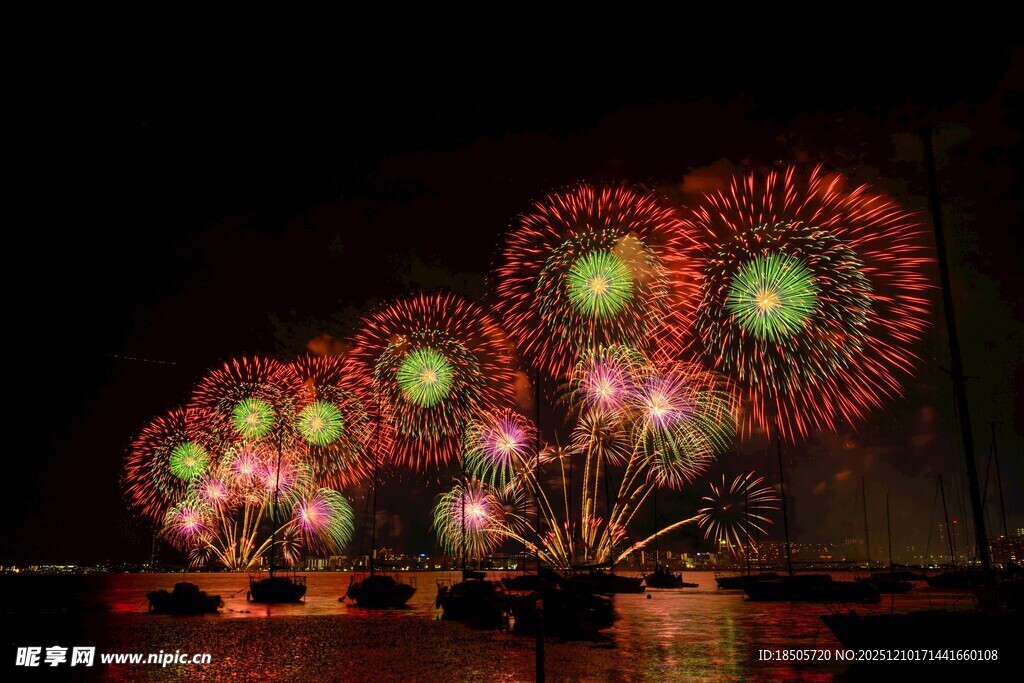 绚丽烟花绽放夜空