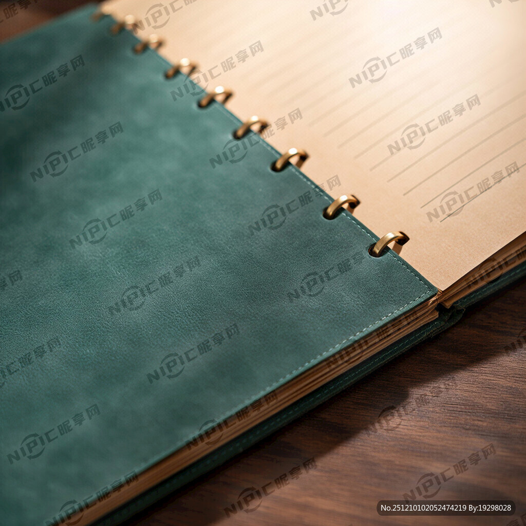 一本翻开的牛皮纸笔记本