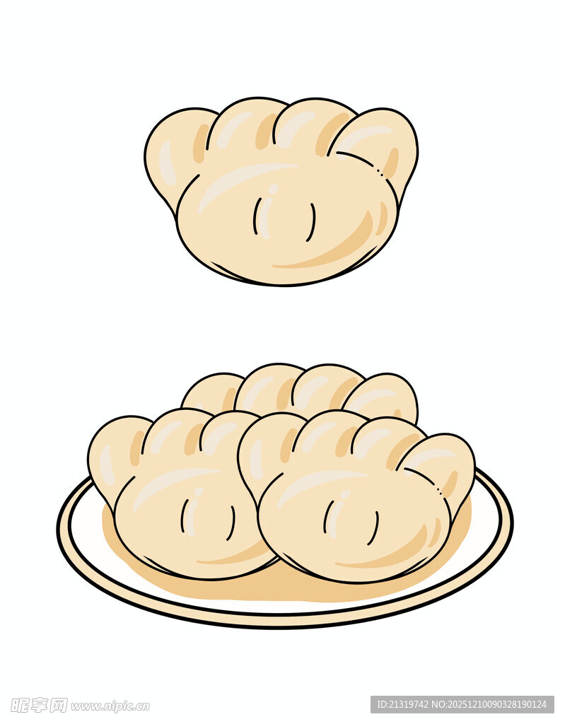 饺子手绘插画
