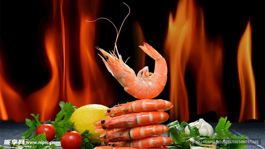 火焰上的美味鲜虾盛宴