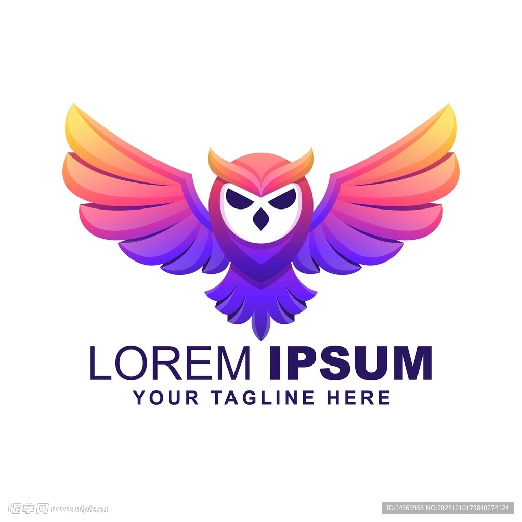 彩色猫头鹰标志设计