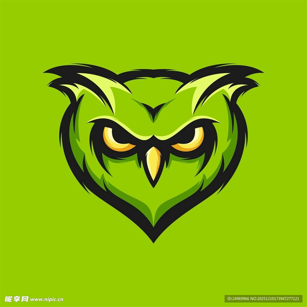 绿色猫头鹰标志设计