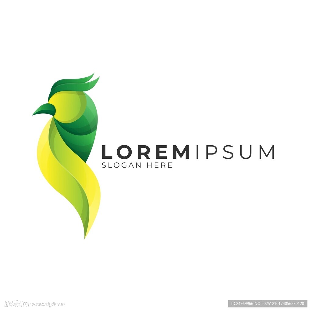 绿色鹦鹉风格创意标志