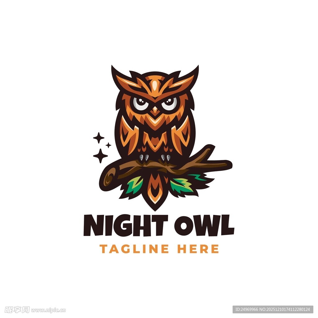 夜猫头鹰卡通标志