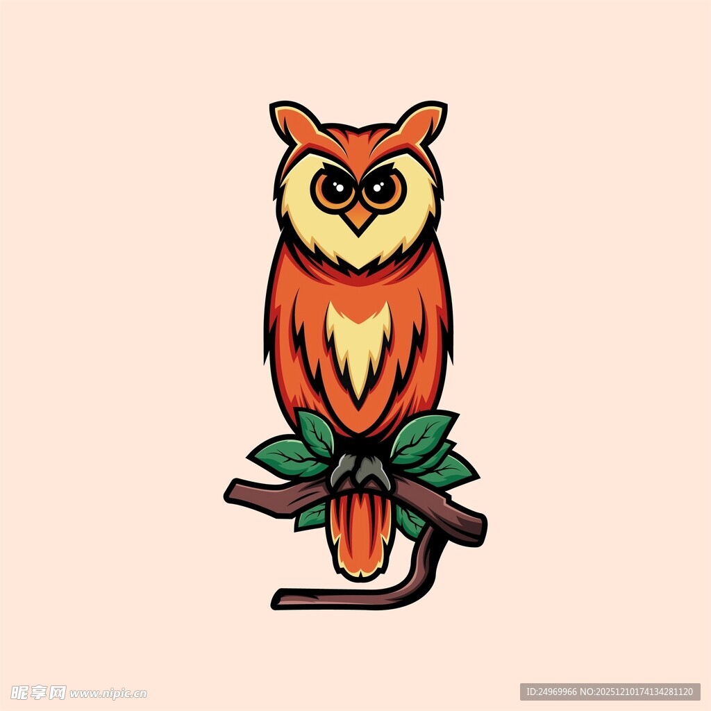 栖息枝头的可爱猫头鹰