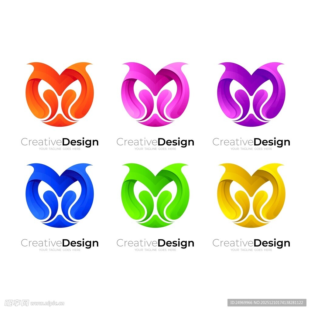 多彩创意猫形标志设计